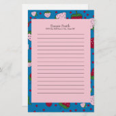 可愛パーソナライズされたいピンク色の赤イチゴ 便箋 (正面/裏面)