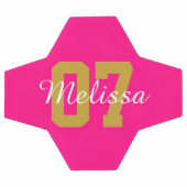 可愛パーソナライズされたいピンク サッカーボール (フラット)