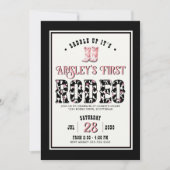 可愛パーソナライズされたいファーストロデオ女子1歳の誕生日 招待状 (正面)