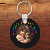 可愛パーソナライズされたいフォトワールド最高の叔母 キーホルダー (正面)