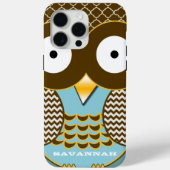 可愛パーソナライズされたいフクロウのムーア調のタイルとジグザグ Case-Mate iPhoneケース (裏面)