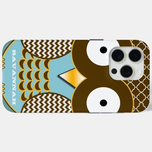 可愛パーソナライズされたいフクロウのムーア調のタイルとジグザグ Case-Mate iPhoneケース (裏面 (横))