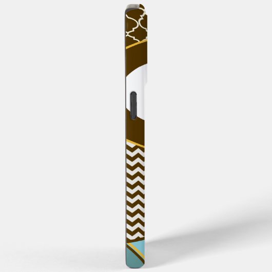 可愛パーソナライズされたいフクロウのムーア調のタイルとジグザグ Case-Mate iPhoneケース (裏面 / 右)