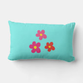 可愛パーソナライズされたいフクロウ黄色ピンクの花 ランバークッション (裏面)