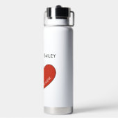 可愛パーソナライズされたいフランス犬と赤いハート ウォーターボトル (背面)