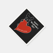 可愛パーソナライズされたいフランス犬と赤いハート スタンダードカクテルナプキン (角)