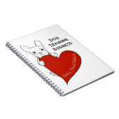 可愛パーソナライズされたいフランス犬と赤いハート ノートブック (右側)