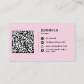 可愛パーソナライズされたいブラック&ピンク 名刺 (裏面)