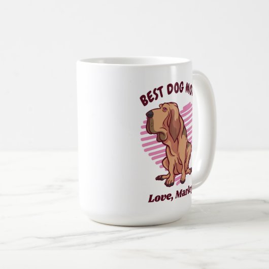 可愛パーソナライズされたいブラッドハウンドドッグママ名前をカスタムする コーヒーマグカップ (正面右)
