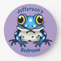 可愛パーソナライズされたいブルー水玉模様壁時計