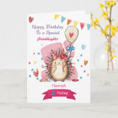 可愛パーソナライズされたいヘッジホッグ誕生日カード カード (黄色い花)