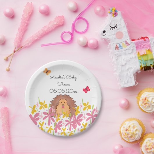 可愛パーソナライズされたいヘッジホッグ赤ちゃんシャワー ペーパープレート (パーティー)