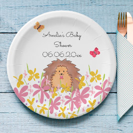 可愛パーソナライズされたいヘッジホッグ赤ちゃんシャワー ペーパープレート