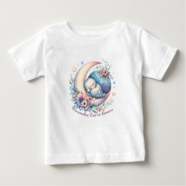 可愛パーソナライズされたいベビーの鳥が月に眠る ベビーTシャツ