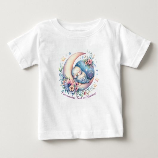 可愛パーソナライズされたいベビーの鳥が月に眠る ベビーTシャツ (正面)
