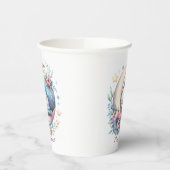 可愛パーソナライズされたいベビーの鳥が月に眠る 紙コップ (左)