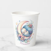 可愛パーソナライズされたいベビーの鳥が月に眠る 紙コップ (正面)