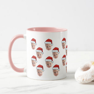 可愛パーソナライズされたいベビー顔サンタハットクリスマス マグカップ