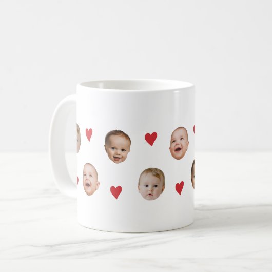 可愛パーソナライズされたいベビー顔3枚Mug コーヒーマグカップ (正面左)