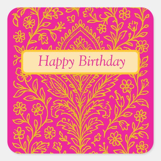 可愛パーソナライズされたいペイズリーフローラプリント手帳 スクエアシール (正面)