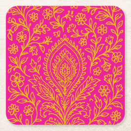 可愛パーソナライズされたいペイズリーフローラプリント手帳 スクエアペーパーコースター