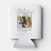 可愛パーソナライズされたいペット結婚の写真ありがとう 缶クーラー (裏面)