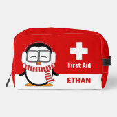 可愛パーソナライズされたいペンギン応急処置キットバッグ ドップキット (裏面)