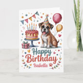 可愛パーソナライズされたいボクサードッグ誕生日 カード (正面)