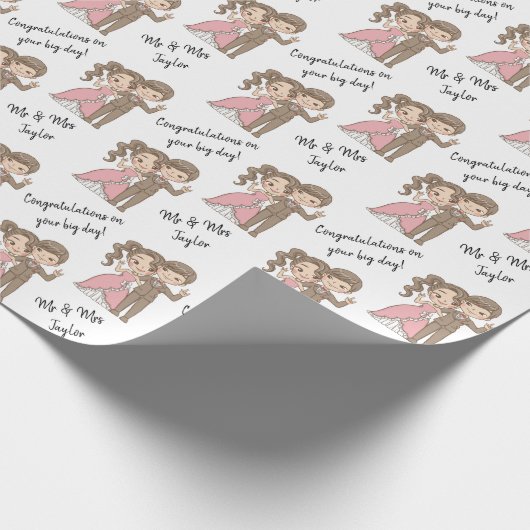 可愛パーソナライズされたいミセス結婚ズ ラッピングペーパー (角)