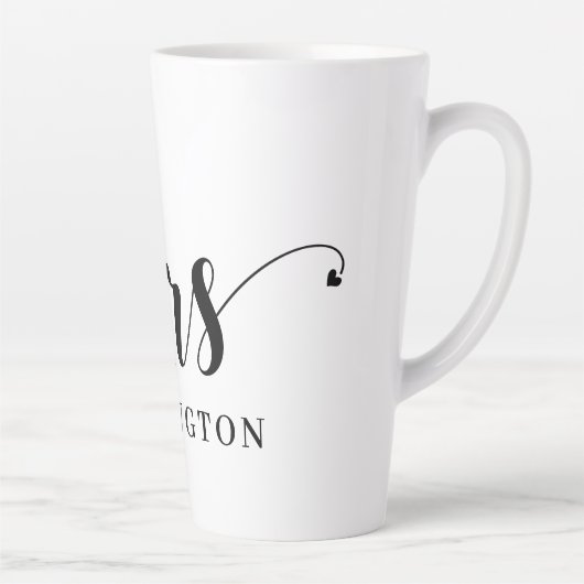 可愛パーソナライズされたいミセス・ニュータイポグラフィ カフェラテマグ (右)