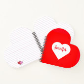可愛パーソナライズされたいミニマル赤白ハート ノートブック (内部)