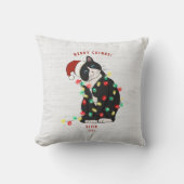 可愛パーソナライズされたいメリー猫マスおもしろいクリスマス クッション (正面)