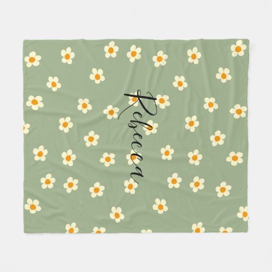 可愛パーソナライズされたいモダンデイジー フリースブランケット (正面(横))