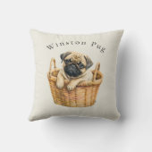 可愛パーソナライズされたいモダンペットのパグ クッション (裏面)