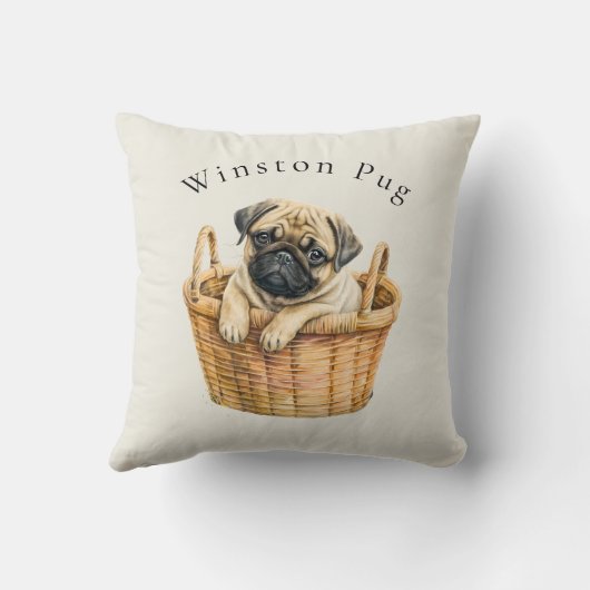 可愛パーソナライズされたいモダンペットのパグ クッション (裏面)