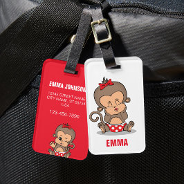 可愛パーソナライズされたいモンキーガールラゲッジタグ(K) ラゲッジタグ