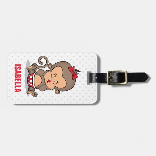 可愛パーソナライズされたいモンキーラゲッジタグ(K) ラゲッジタグ (正面横)