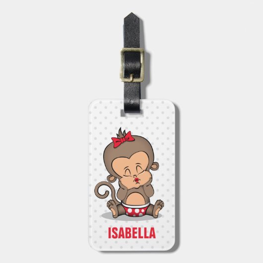 可愛パーソナライズされたいモンキーラゲッジタグ(K) ラゲッジタグ (正面縦)