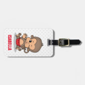 可愛パーソナライズされたいモンキーラゲッジタグ(W) ラゲッジタグ (正面横)