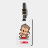 可愛パーソナライズされたいモンキーラゲッジタグ(W) ラゲッジタグ (正面縦)