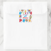 可愛パーソナライズされたいモンスター誕生日バッシュパーティー スクエアシール (バッグ)