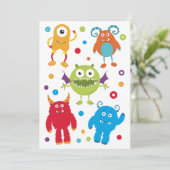 可愛パーソナライズされたいモンスター誕生日招待状 招待状 (スタンド正面)