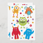 可愛パーソナライズされたいモンスター誕生日招待状 招待状 (正面/裏面)