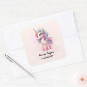 可愛パーソナライズされたいユニコーン,名前,電話番号 スクエアシール (封筒)