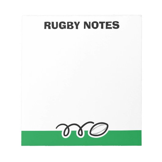 可愛パーソナライズされたいラグビーボール付きメモ帳デザイン ノートパッド (正面)