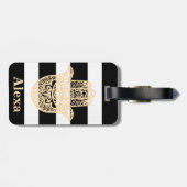 可愛パーソナライズされたいラッキーなハムサの手ストライプ型 ラゲッジタグ (裏面横)