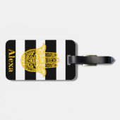 可愛パーソナライズされたいラッキーなハムサの手ストライプ型 ラゲッジタグ (裏面横)