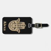 可愛パーソナライズされたいラッキーハムサ手 ラゲッジタグ (正面横)