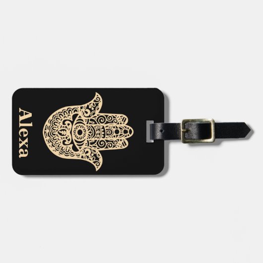 可愛パーソナライズされたいラッキーハムサ手 ラゲッジタグ (正面横)