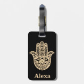 可愛パーソナライズされたいラッキーハムサ手 ラゲッジタグ (裏面縦)
